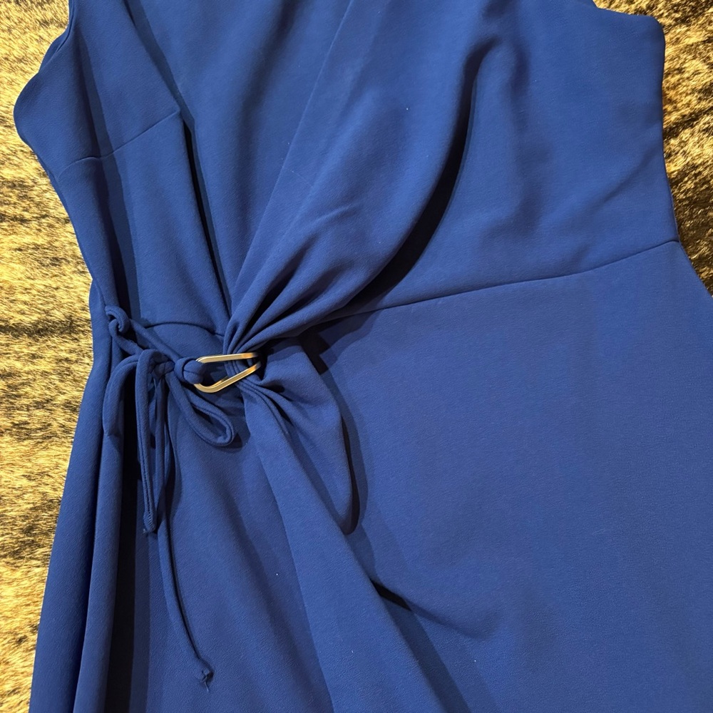 Women’s Blue Calvin Klein Dress Size 12, Beautiful Blue Sleeveless Wrap Dress - Picture 2 of 12
